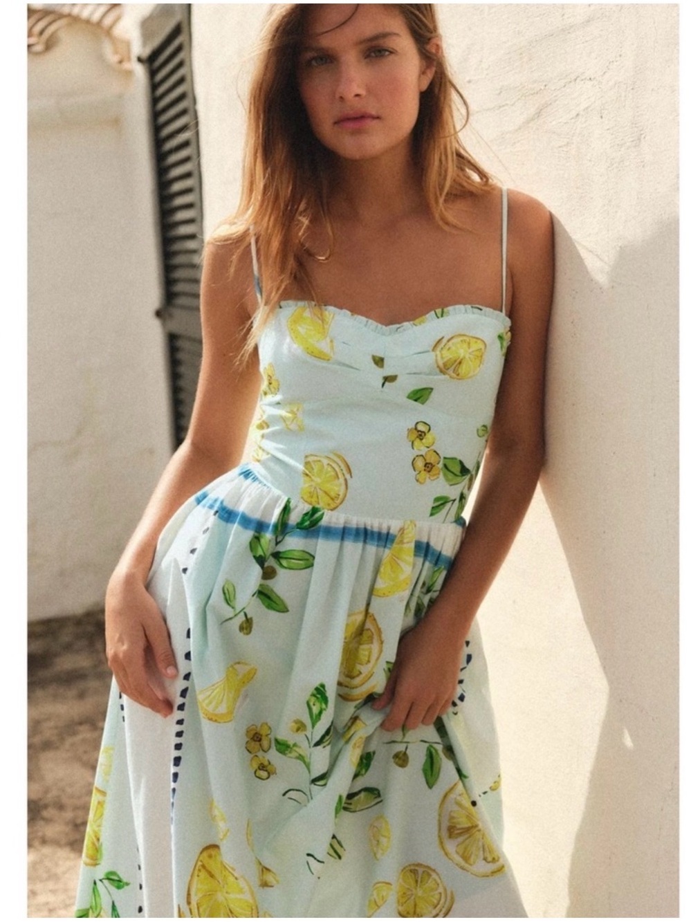 ZARA • Lemon print midi dress - Large - Picture 3 of 11